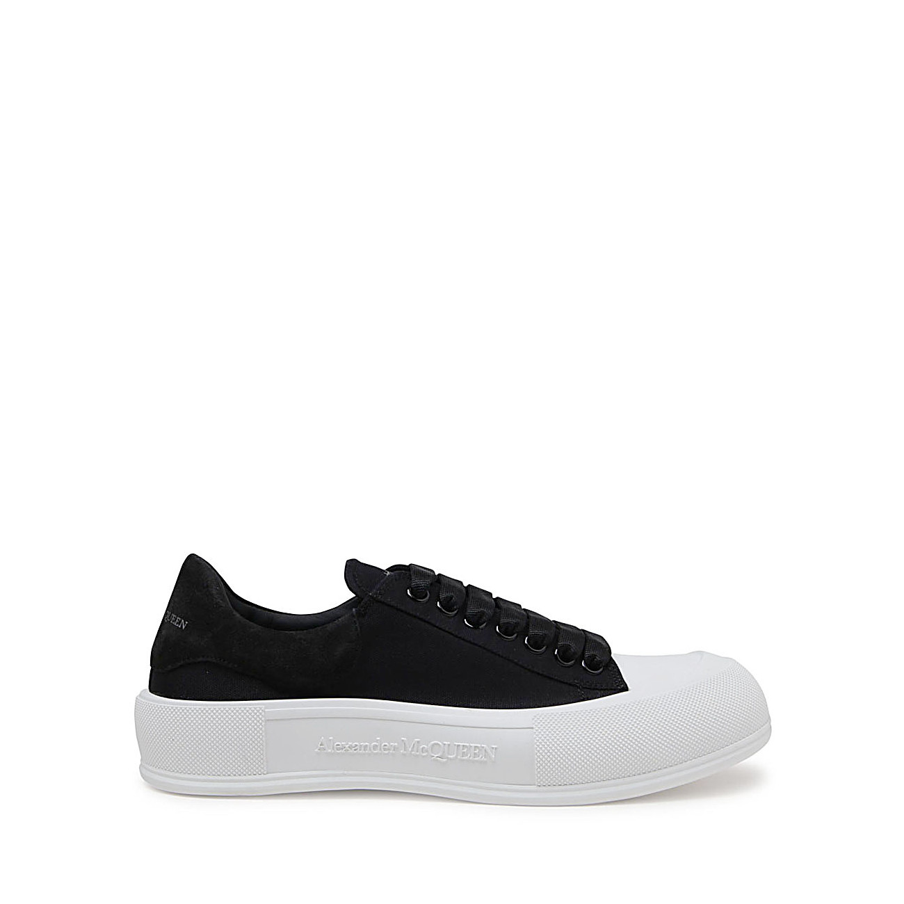 BLACK CANVAS DECK PLIMSOLL SNEAKERS