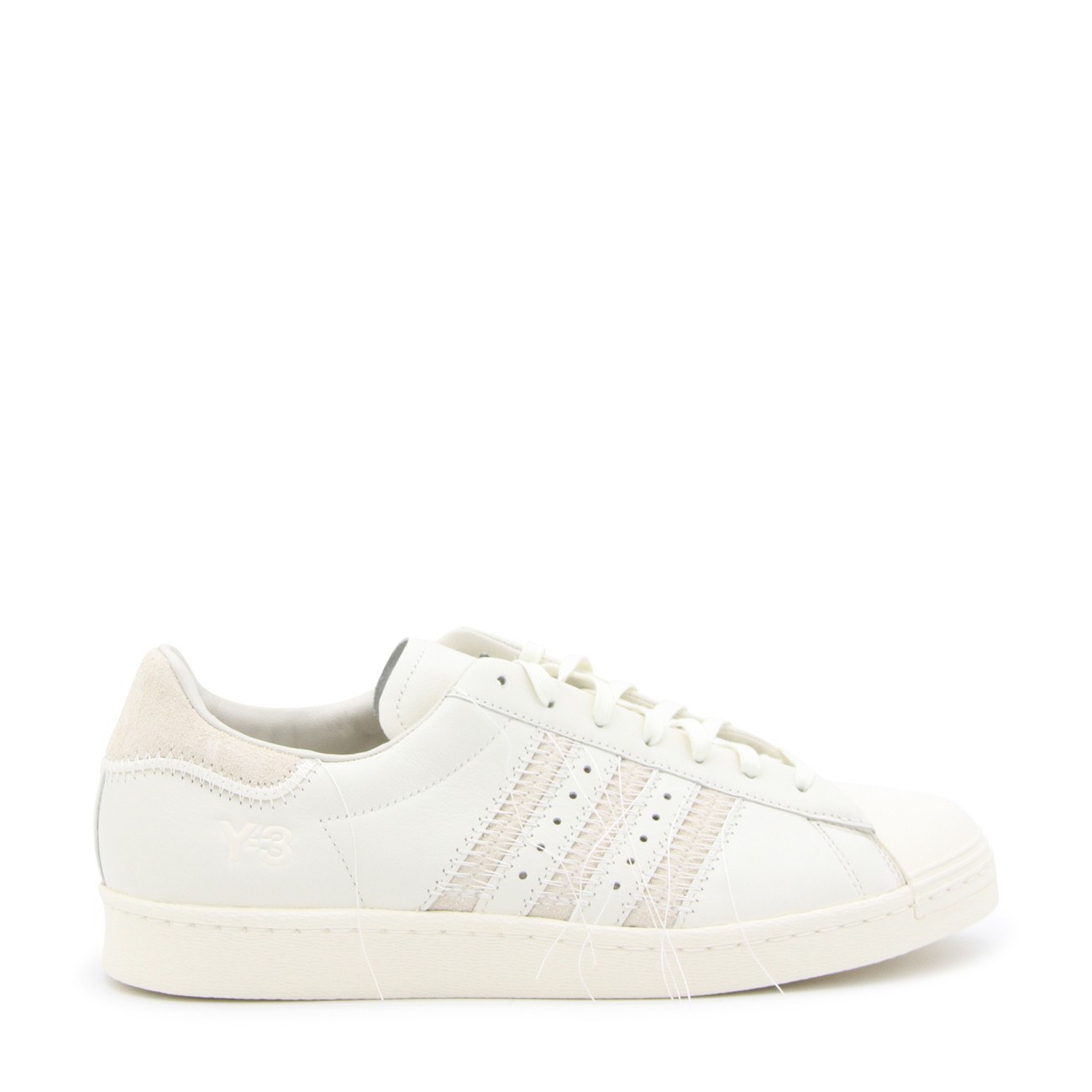 WHITE LEATHER AND BEIGE SUEDE SUPERSTAR SNEAKERS